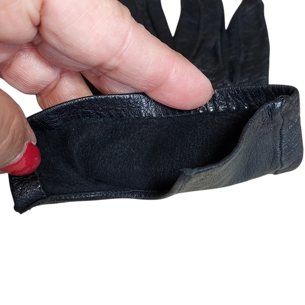 Vintage Leather Shortie Unlined Gloves with split opening in back